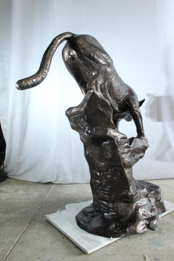 Aluminum Panther Cugar Climbing Rock Statue with Striking Detail 44 x 20 x 50"H - Image 12