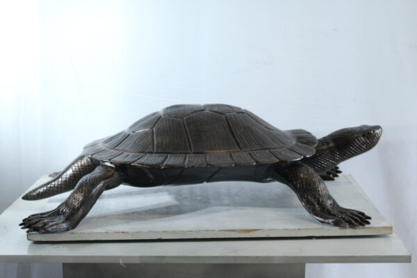 Cooter Turtle Aluminum Statue with Realistic Crawling Pose 38" x 26" x 8"H - Image 11