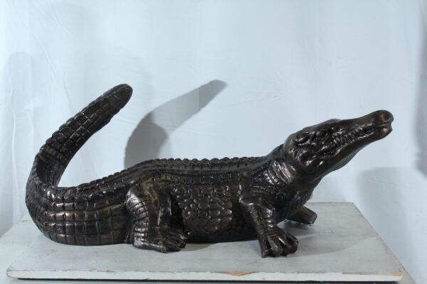Aluminum Alligator Statue with Raised Tail and Textured Skin 36" x 15" x 13"H - Image 3