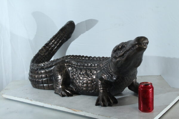Aluminum Alligator Statue with Raised Tail and Textured Skin 36" x 15" x 13"H - Image 13
