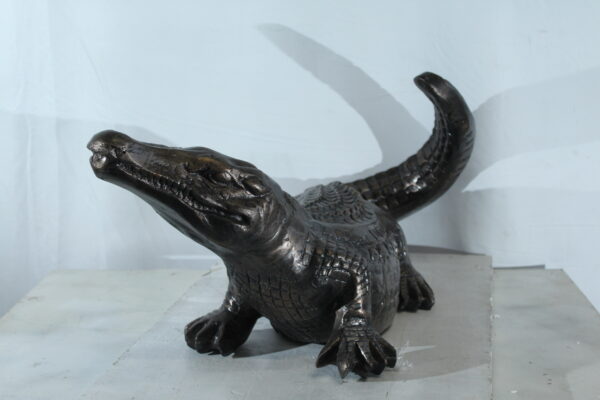 Aluminum Alligator Statue with Raised Tail and Textured Skin 36" x 15" x 13"H - Image 5