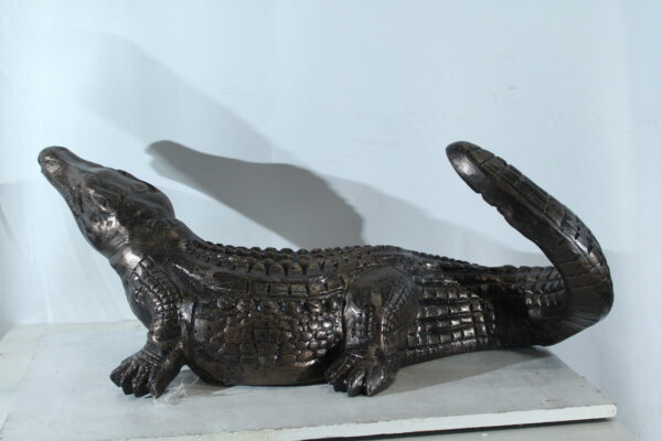 Aluminum Alligator Statue with Raised Tail and Textured Skin 36" x 15" x 13"H - Image 7