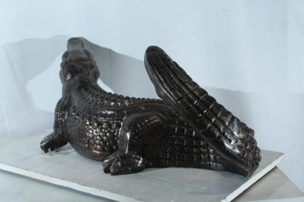 Aluminum Alligator Statue with Raised Tail and Textured Skin 36" x 15" x 13"H - Image 8