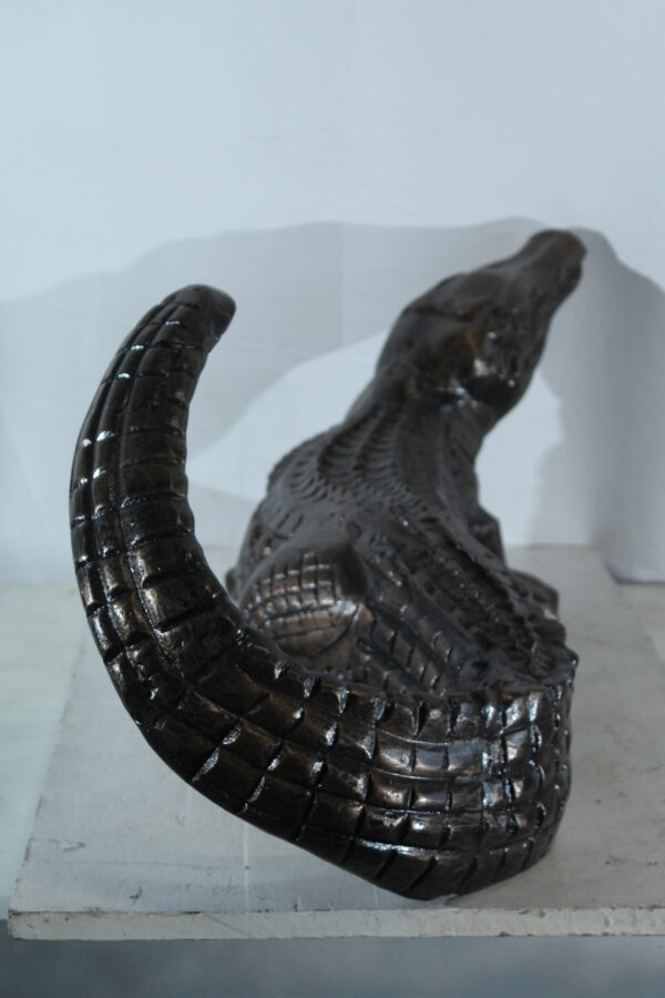 Aluminum Alligator Statue with Raised Tail and Textured Skin 36" x 15" x 13"H - Image 9