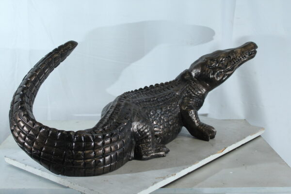 Aluminum Alligator Statue with Raised Tail and Textured Skin 36" x 15" x 13"H - Image 10