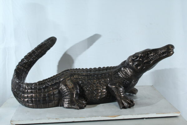 Aluminum Alligator Statue with Raised Tail and Textured Skin 36" x 15" x 13"H - Image 11