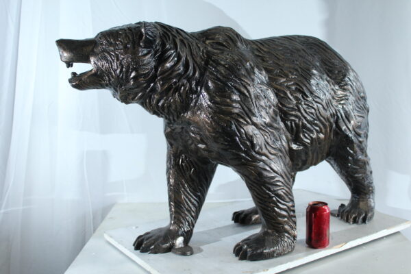 Aluminum Bear Statue with Open Mouth and Textured Fur Finish 42" x 14" x 23"H - Image 9