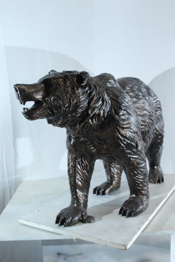 Aluminum Bear Statue with Open Mouth and Textured Fur Finish 42" x 14" x 23"H - Image 10
