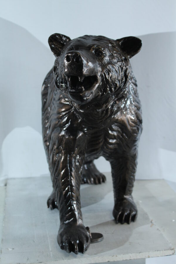 Aluminum Bear Statue with Open Mouth and Textured Fur Finish 42" x 14" x 23"H - Image 11