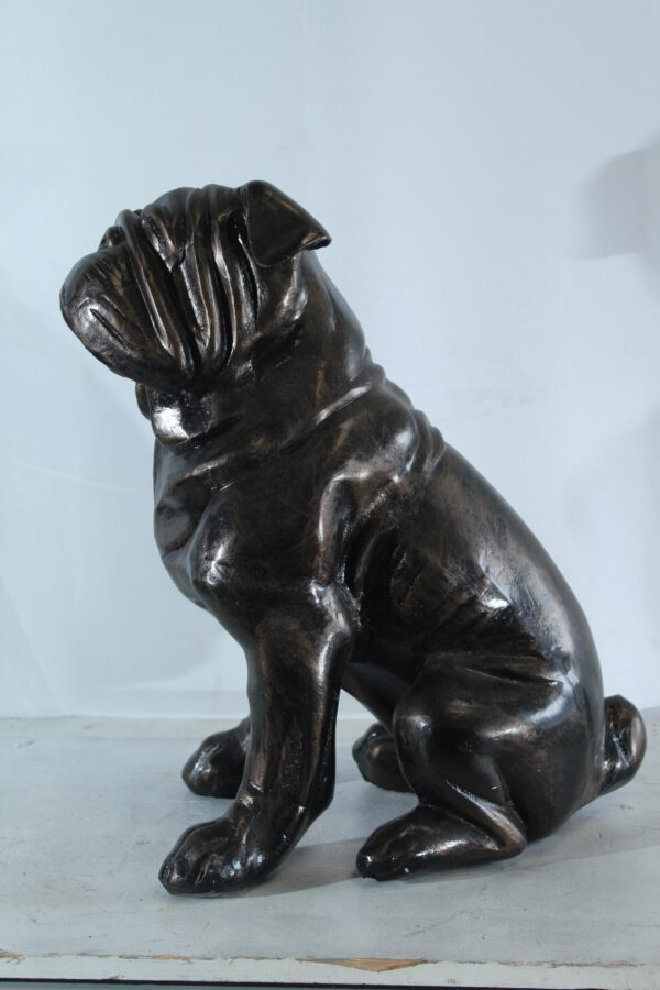Aluminum Bulldog Statue with Sitting Pose and Wrinkled Detail 21" x 11" x 23"H - Image 13