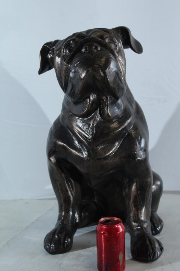 Aluminum Bulldog Statue with Sitting Pose and Wrinkled Detail 21" x 11" x 23"H - Image 3