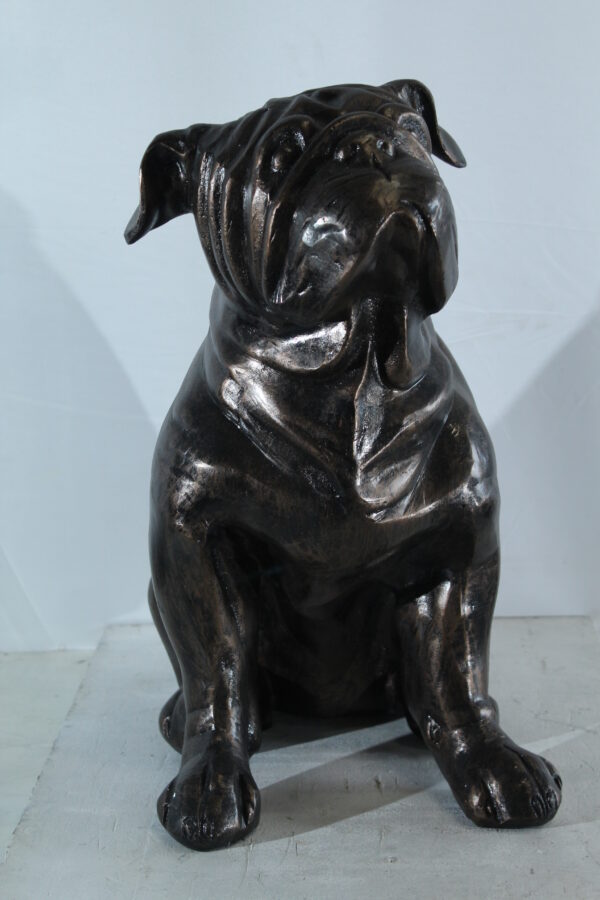 Aluminum Bulldog Statue with Sitting Pose and Wrinkled Detail 21" x 11" x 23"H - Image 4