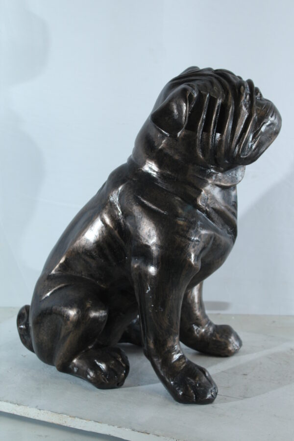 Aluminum Bulldog Statue with Sitting Pose and Wrinkled Detail 21" x 11" x 23"H - Image 5