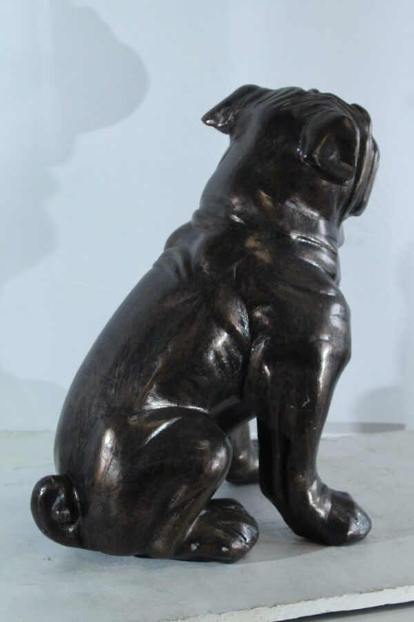 Aluminum Bulldog Statue with Sitting Pose and Wrinkled Detail 21" x 11" x 23"H - Image 6