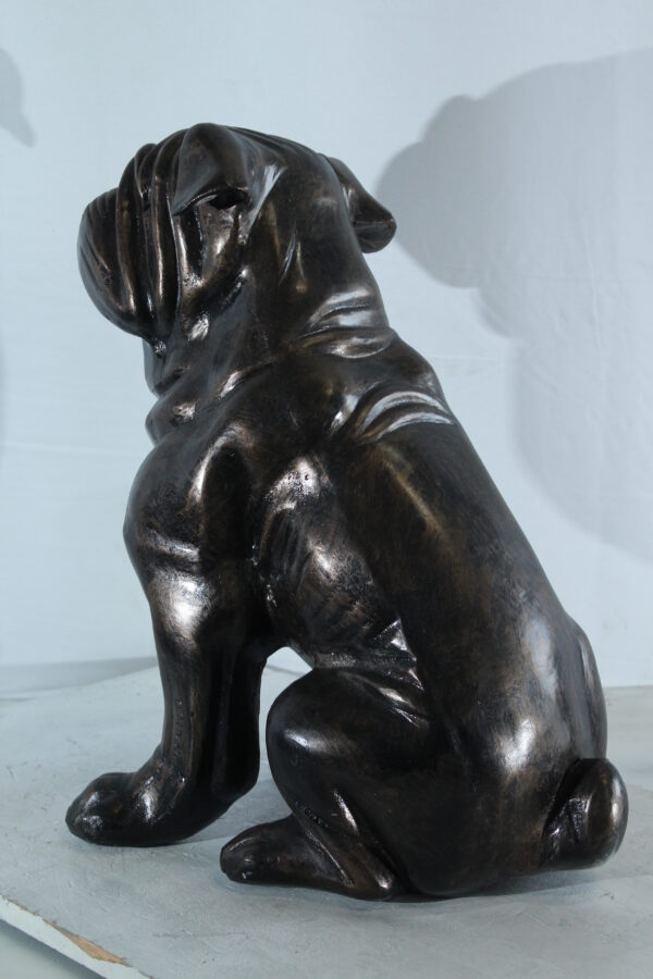 Aluminum Bulldog Statue with Sitting Pose and Wrinkled Detail 21" x 11" x 23"H - Image 9