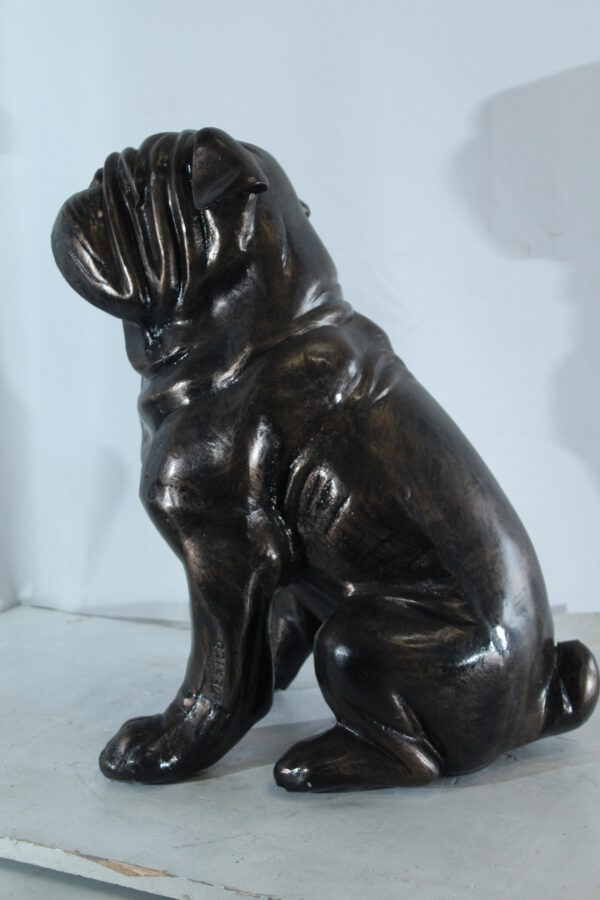 Aluminum Bulldog Statue with Sitting Pose and Wrinkled Detail 21" x 11" x 23"H - Image 10