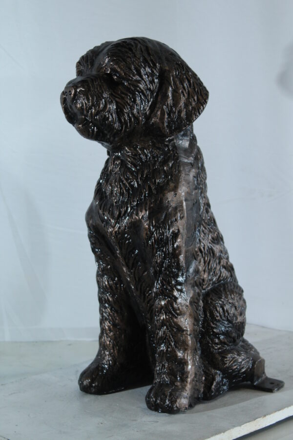 Aluminum Goldendoodle Dog Statue with Curly Fur Detail 21" x 11" x 27"H - Image 3