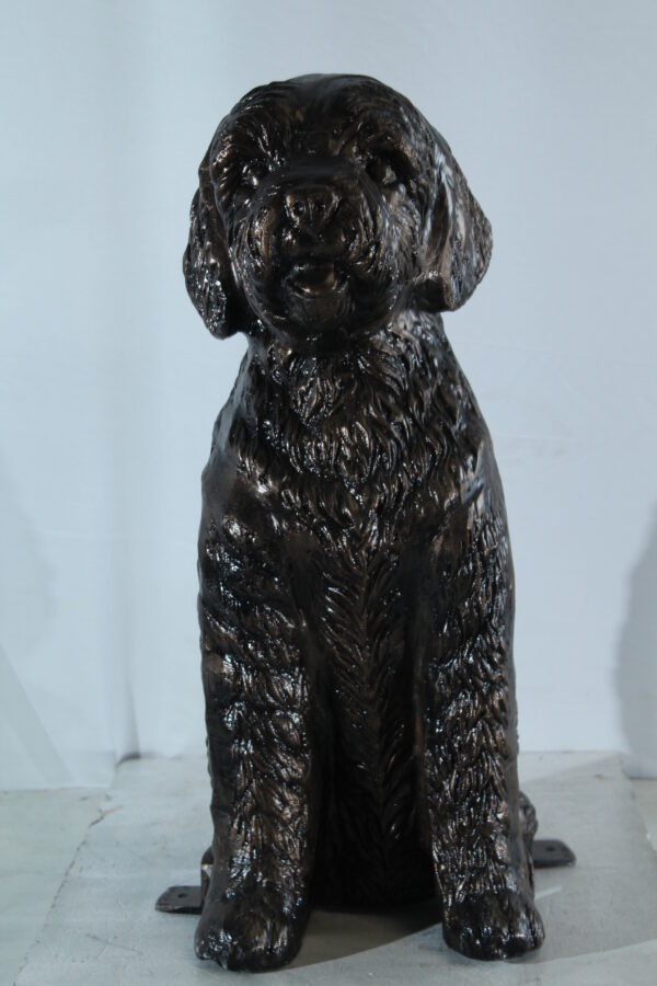 Aluminum Goldendoodle Dog Statue with Curly Fur Detail 21" x 11" x 27"H - Image 4