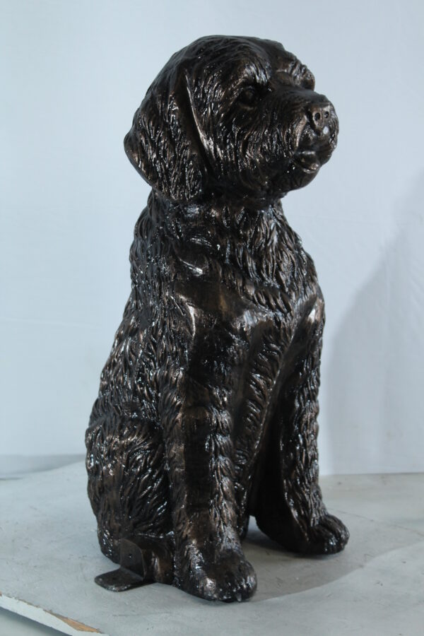 Aluminum Goldendoodle Dog Statue with Curly Fur Detail 21" x 11" x 27"H - Image 5