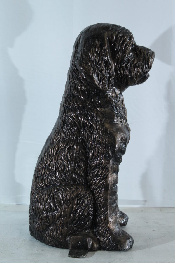 Aluminum Goldendoodle Dog Statue with Curly Fur Detail 21" x 11" x 27"H - Image 6