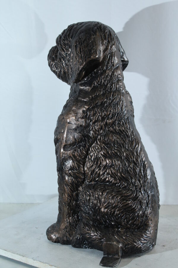 Aluminum Goldendoodle Dog Statue with Curly Fur Detail 21" x 11" x 27"H - Image 9