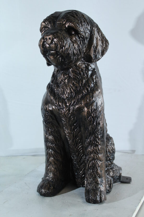 Aluminum Goldendoodle Dog Statue with Curly Fur Detail 21" x 11" x 27"H - Image 11