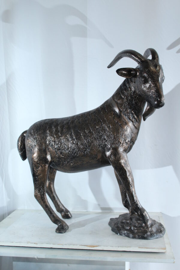 Aluminum Goat Statue with Curved Horns Farmhouse Décor 35" x 15" x 39"H - Image 10