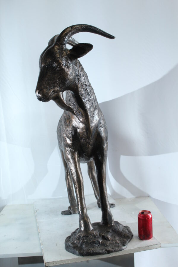 Aluminum Goat Statue with Curved Horns Farmhouse Décor 35" x 15" x 39"H - Image 12