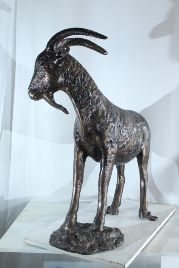 Aluminum Goat Statue with Curved Horns Farmhouse Décor 35" x 15" x 39"H - Image 2