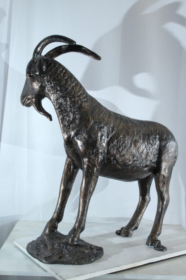Aluminum Goat Statue with Curved Horns Farmhouse Décor 35" x 15" x 39"H - Image 13