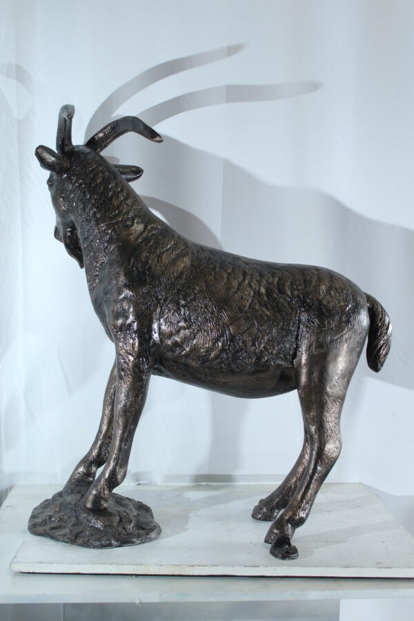 Aluminum Goat Statue with Curved Horns Farmhouse Décor 35" x 15" x 39"H - Image 3