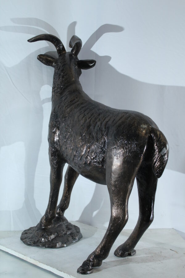 Aluminum Goat Statue with Curved Horns Farmhouse Décor 35" x 15" x 39"H - Image 4