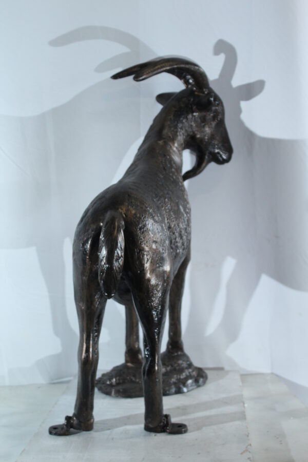 Aluminum Goat Statue with Curved Horns Farmhouse Décor 35" x 15" x 39"H - Image 5