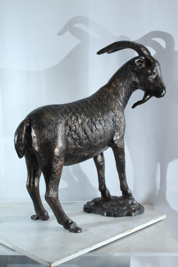 Aluminum Goat Statue with Curved Horns Farmhouse Décor 35" x 15" x 39"H - Image 6