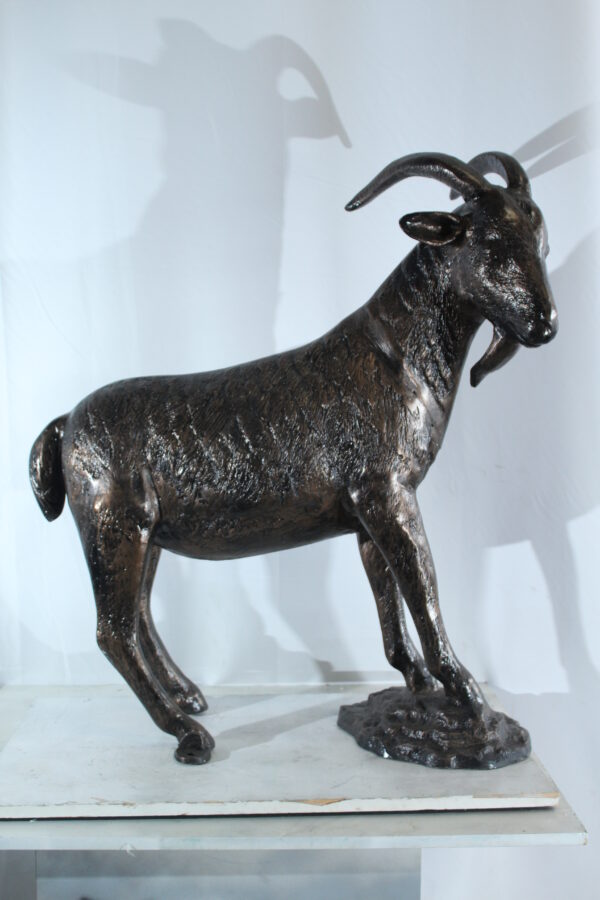 Aluminum Goat Statue with Curved Horns Farmhouse Décor 35" x 15" x 39"H - Image 7