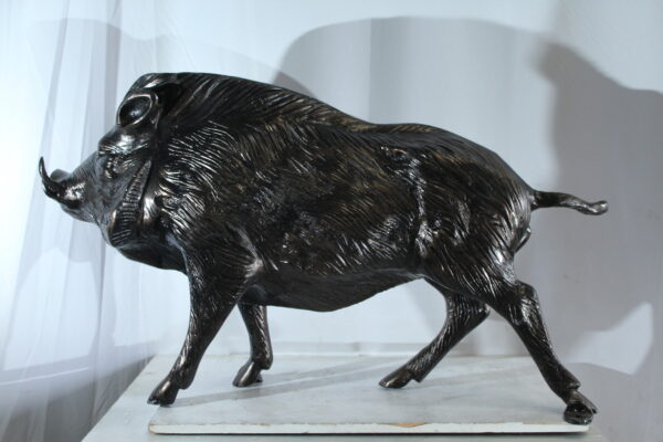 Aluminum Wild Boar Razorback Statue Detailed Rustic Animal Statue 46 x 12 x 30"H - Image 2