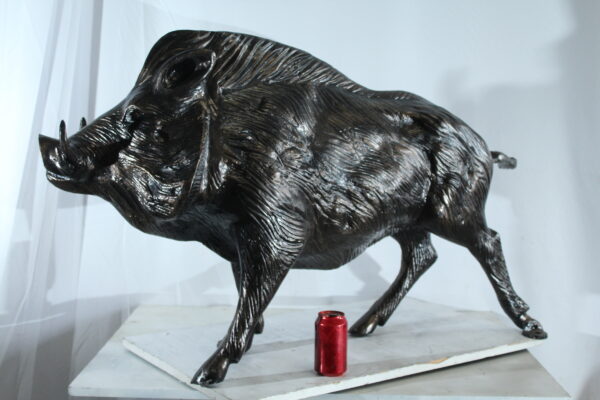 Aluminum Wild Boar Razorback Statue Detailed Rustic Animal Statue 46 x 12 x 30"H - Image 3
