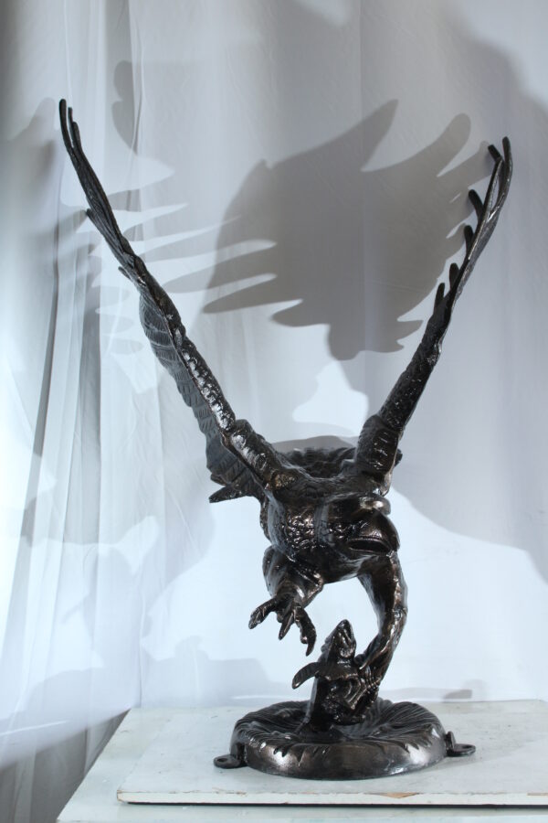 Large Aluminum Eagle Statue with Wings Spread in Flight 40" x 35" x 51"H - Image 2
