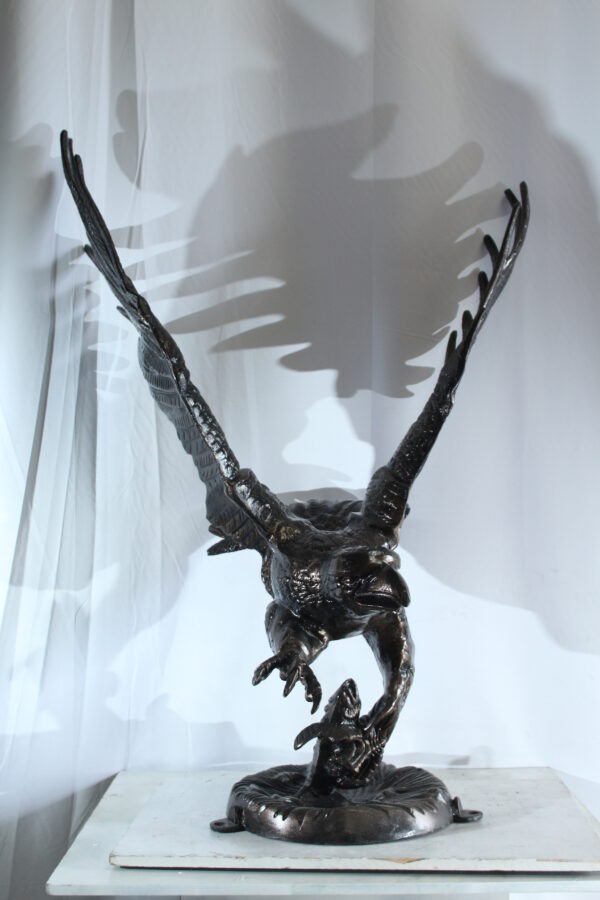 Large Aluminum Eagle Statue with Wings Spread in Flight 40" x 35" x 51"H - Image 3