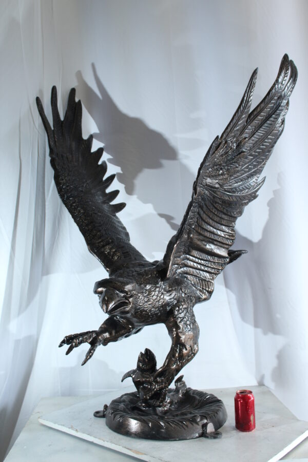 Large Aluminum Eagle Statue with Wings Spread in Flight 40" x 35" x 51"H - Image 4