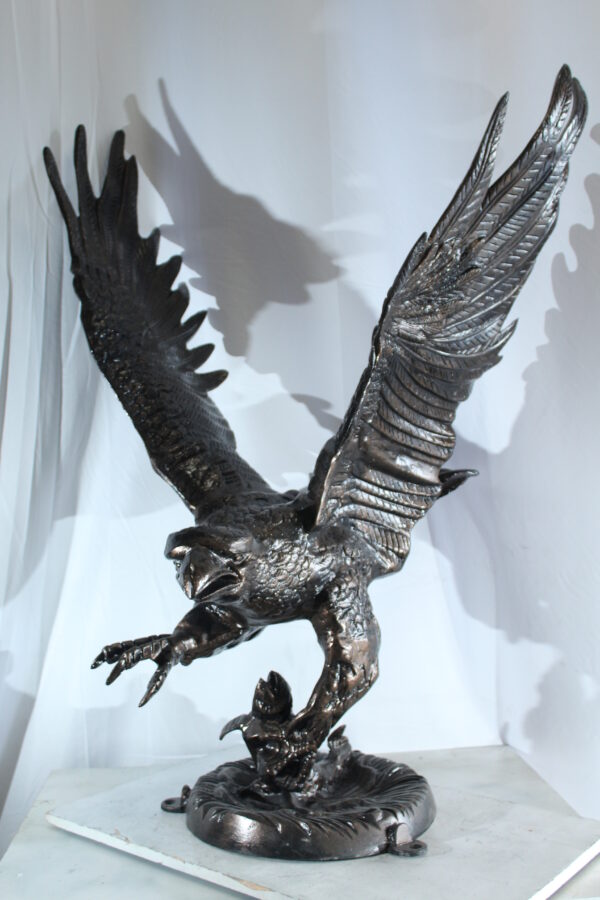 Large Aluminum Eagle Statue with Wings Spread in Flight 40" x 35" x 51"H - Image 5