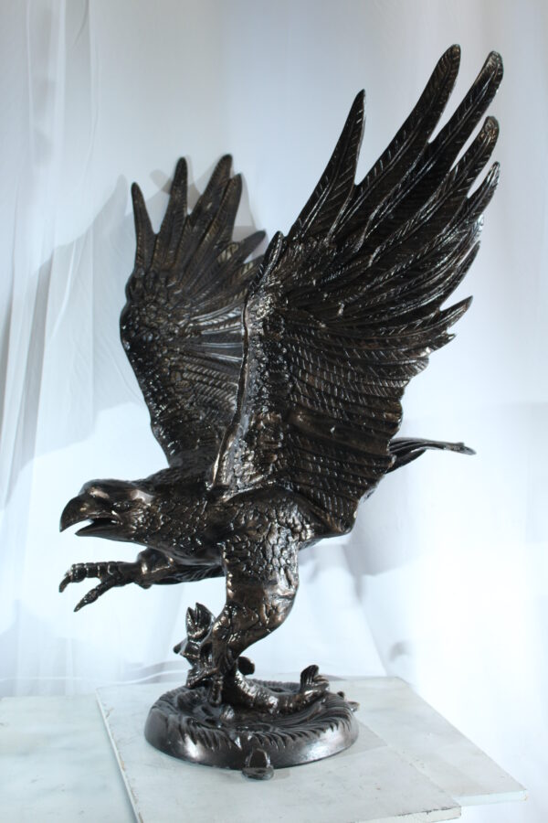 Large Aluminum Eagle Statue with Wings Spread in Flight 40" x 35" x 51"H - Image 6