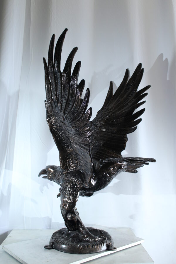 Large Aluminum Eagle Statue with Wings Spread in Flight 40" x 35" x 51"H - Image 7