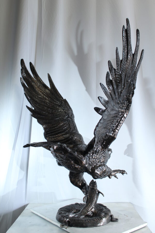 Large Aluminum Eagle Statue with Wings Spread in Flight 40" x 35" x 51"H - Image 8