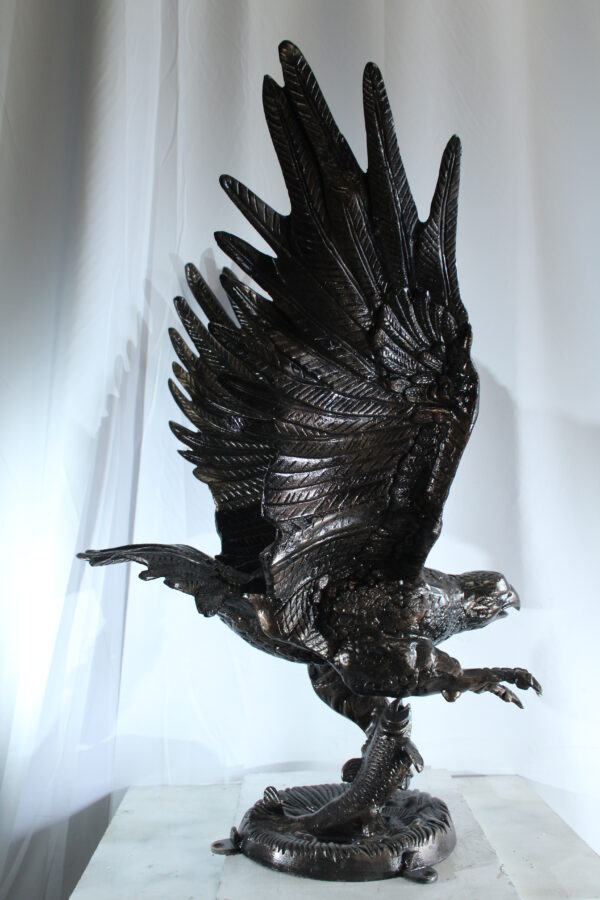 Large Aluminum Eagle Statue with Wings Spread in Flight 40" x 35" x 51"H - Image 9