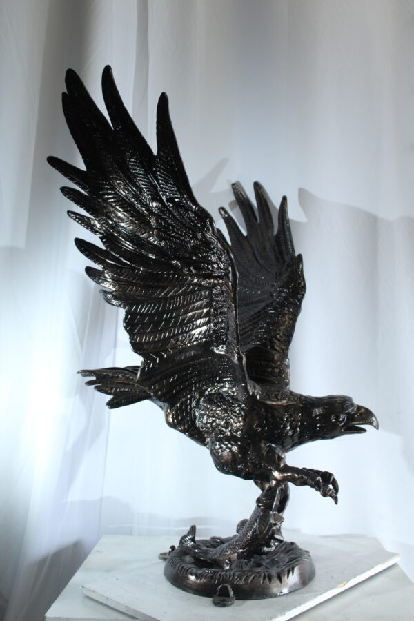 Large Aluminum Eagle Statue with Wings Spread in Flight 40" x 35" x 51"H - Image 10