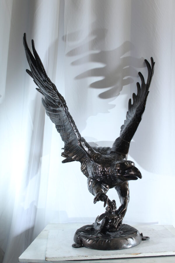 Large Aluminum Eagle Statue with Wings Spread in Flight 40" x 35" x 51"H - Image 11