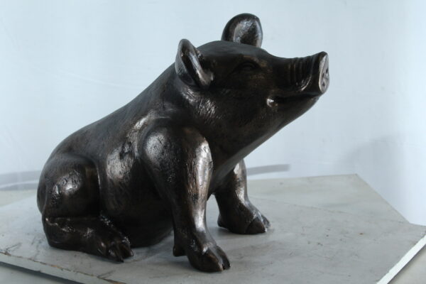 Playful Pig Sitting Statue Aluminum Animal Décor 42" x 14" x 15"H - Image 5