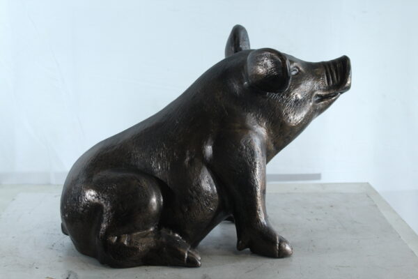 Playful Pig Sitting Statue Aluminum Animal Décor 42" x 14" x 15"H - Image 6
