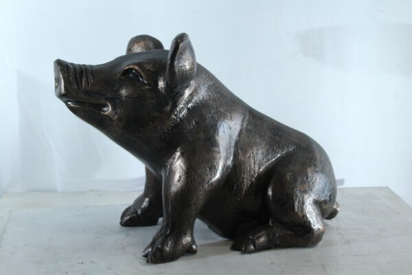 Playful Pig Sitting Statue Aluminum Animal Décor 42" x 14" x 15"H - Image 11